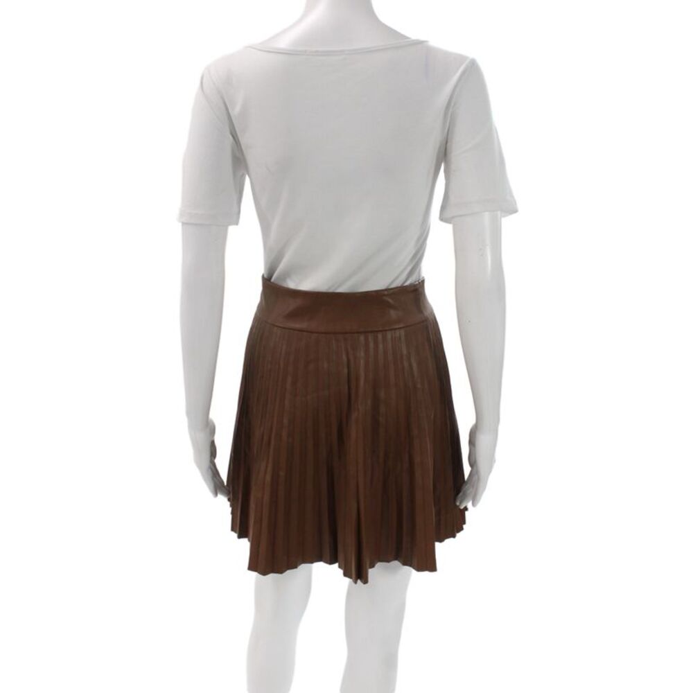 Zara Women Mini Brown Faux Leather Skirt Button Casual Size XS - Picture 3 of 5
